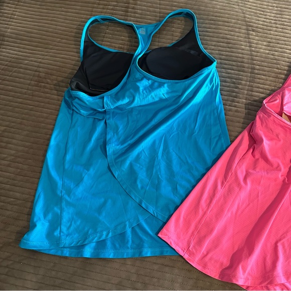 Victoria’s Secret VSX Sport Blue Pink Racerback Tank Tops - Picture 6 of 10